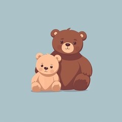 Obraz premium The bear hugs the little cubs. Festive theme, Concept: Poster for a children's room. Baby print for nursery. The design can be used for fashion t-shirt, greeting card. illustration, Generative ai