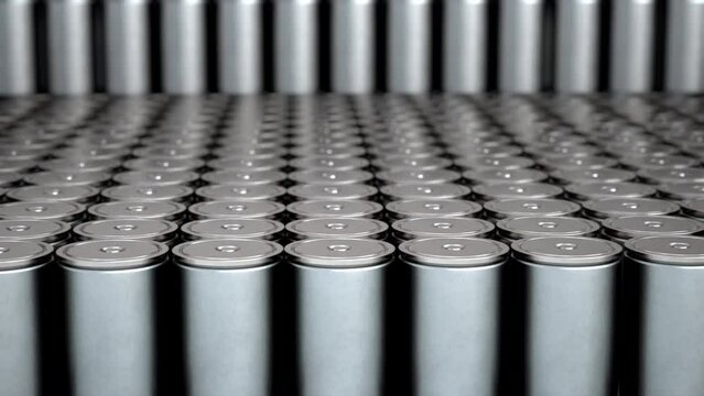 Electric Vehicle Battery Manufacturing: Cg Render of modern EV Battery Pack manufacturing, Lithium-Ion Supply, Clean Energy Storage, Solid State battery, 4680,
4K Animation