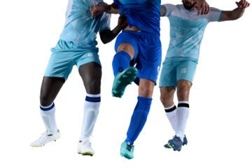 Isolated football  player plays with soccerball in a match