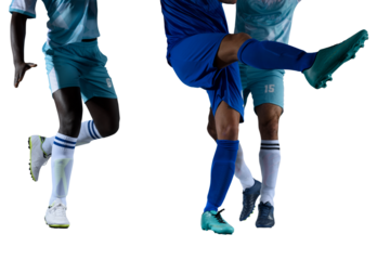 Isolated football  player plays with soccerball in a match