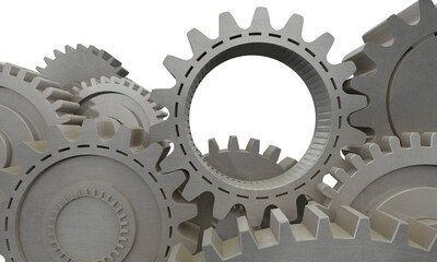 Isolated mechanical gear part of a mechanism