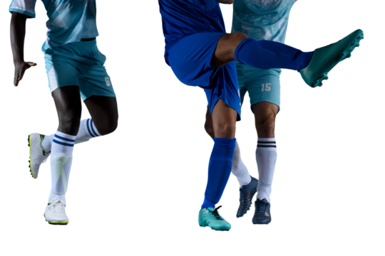 Isolated football  player plays with soccerball in a match