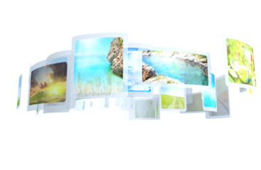 Isolated 3d rendering of futuristic multi screen vision