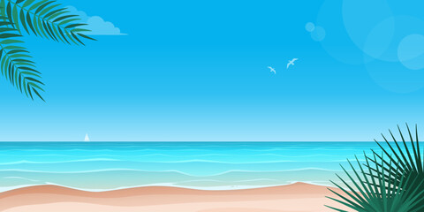 Fototapeta na wymiar Beautiful tropical beach background with blue water