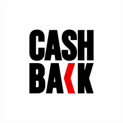 Cash back word design with back arrow in letter C.