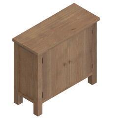 3D rendering illustration of a small 2 door cabinet