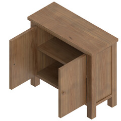 3D rendering illustration of a small 2 door cabinet