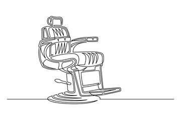 Continuous one line barber chair. Vintage barber chair isolated on a white background. Barbershop concept. Vector illustration