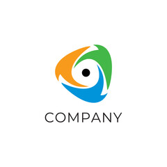 Technology logo Power swirl core vision solution consultant logo design 