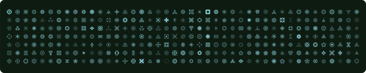 A collection of blue and white patterns, logo collection and set, a blue background with numbers on it, 