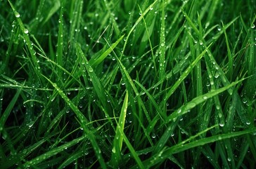 Fototapeta na wymiar grass with dew drops - generative AI
