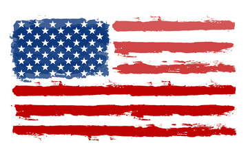 American flag  paint texture. Grunge USA Flag. Vector Illustration for Celebration Holiday 4 of July American President Day. Stars and stripes. - obrazy, fototapety, plakaty