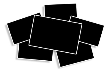 6 Blank rectangle photo frames template design in a random layout. Used as a printable photo collage for your album pictures or photographs collection in a classic old style.