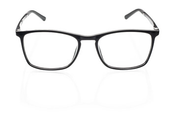 Black square glasses front view isolated on white