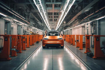 Futuristic electrical car factory