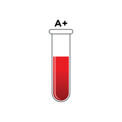 Group blood in test tube flat design. Blood test graphic vector illustration