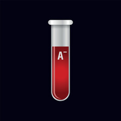 Group blood in test tube flat design. Blood test graphic vector illustration