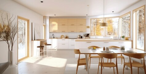 Fototapeta na wymiar modern kitchen interior - generative AI