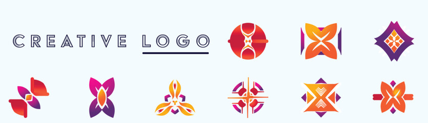 creative logos for business, a group of logos with different colors, a logo with a colorful design, and a group of logos with different colors.