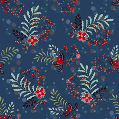 Fototapeta na wymiar Christmas seamless pattern for greeting cards, wrapping papers. Hand drawn Vector illustration.