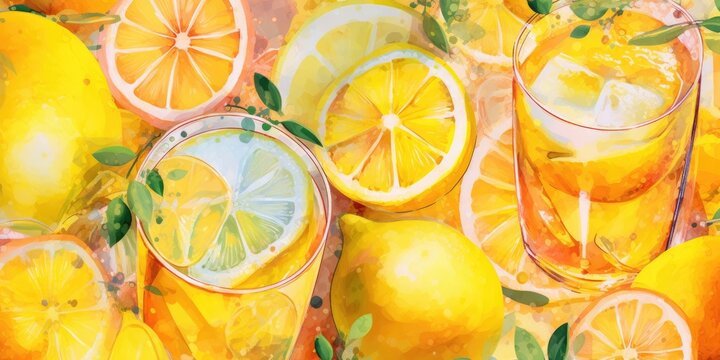 Captivating Lemonade Background  invigorating nature of citrus fruits  Generative AI Digital Illustration Part#080623 