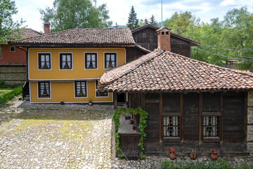 Street and old houses in town of Koprivshtitsa, Bulgaria