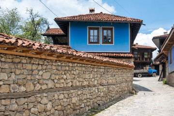 Street and old houses in town of Koprivshtitsa, Bulgaria