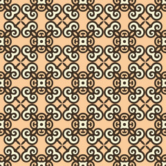 Decorative seamless pattern with ethnic element. Kyrgyz and Kazakh ornaments. Texture for background, holiday cards, invitations, wallpaper, pattern fills, fabrics, gift wrapping, textile. Vector.