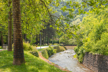 View of Gradna stream and Samobor pedestrian walkway, Croatia