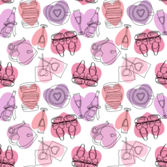 Meubelstickers Seamless holiday pattern with valentines and hearts vector illustration  © Maria