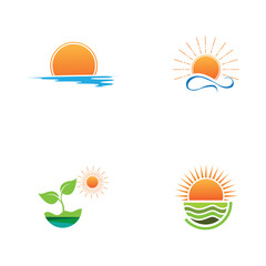 Fototapeta na wymiar Sunrise logo template. Vector illustration Icon Logo Template Sun over horizon