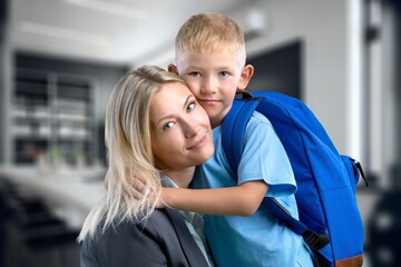 Happy young mother and cute child