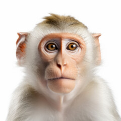 close up of a long macaque monkey isolated