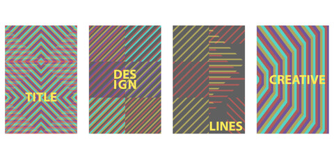 Vector image of striped covers on a gray background. Poster, flyer, card template.