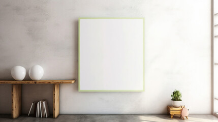 Frame of empty canvas on wall