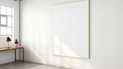 Frame of empty canvas on wall