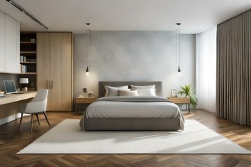 modern bedroom with a sleek design