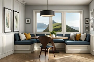 A modern living room with sleek furniture, minimalist decor