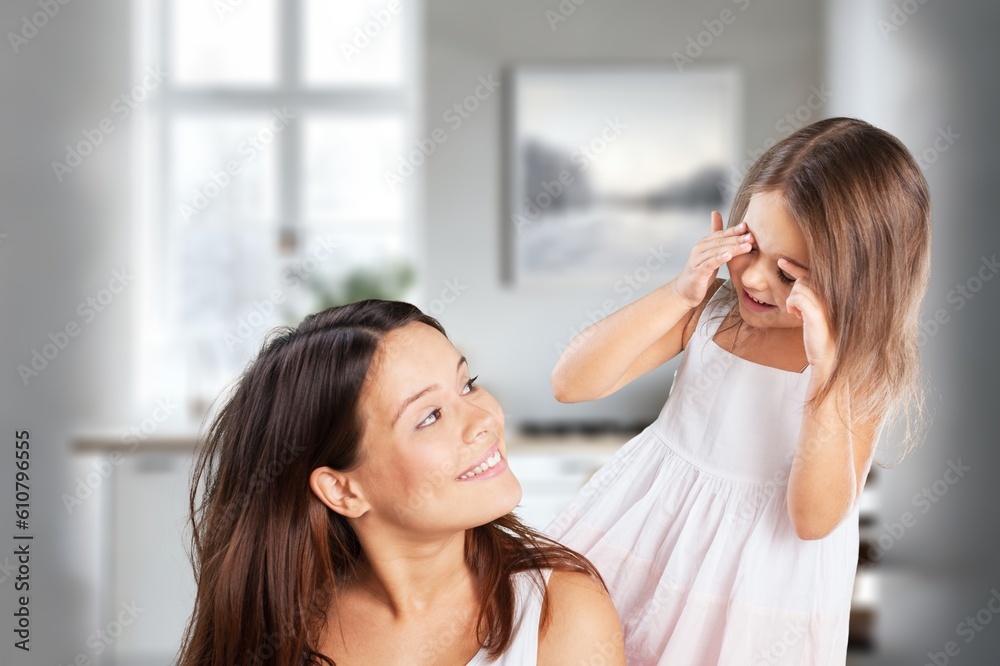 Canvas Prints mother's day. Young mom and happy daughter