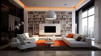 Modern living room. Minimalist design interior