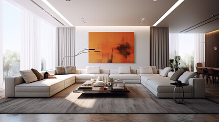 Modern living room. Minimalist design interior