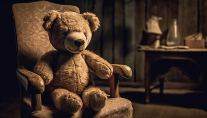 Old fashioned stuffed toy brings nostalgia and joy to childhood memories generated by AI