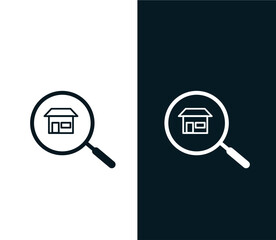 Magnifying icon logo design template flat style black and White search logo template