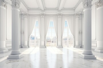 Illustration and background of interior white room. Generative AI