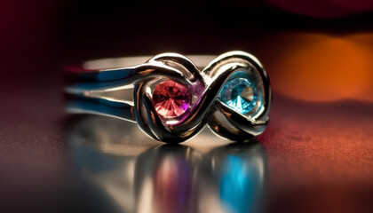 Shiny jewelry reflects elegance and luxury with precious gemstones generated by AI