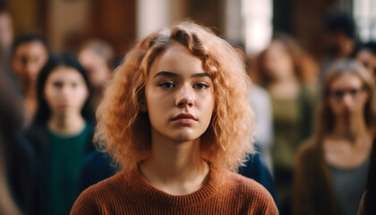 Young adults and teenagers studying in a multi ethnic group indoors generated by AI