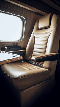 first class business luxury seat for vacations or corporate airplane travel 
