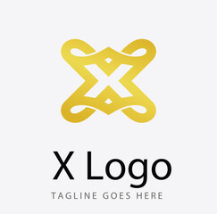 Fototapeta premium x logo design template, a yellow symbol with a white background, a logo with a gold x