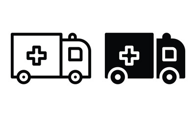 Ambulance icon with outline and glyph style.