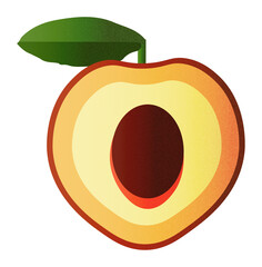 Zestaw ilustracji owoców brzoskwinia | Owoce Fruit wector set illustration Fruits Icons Peach